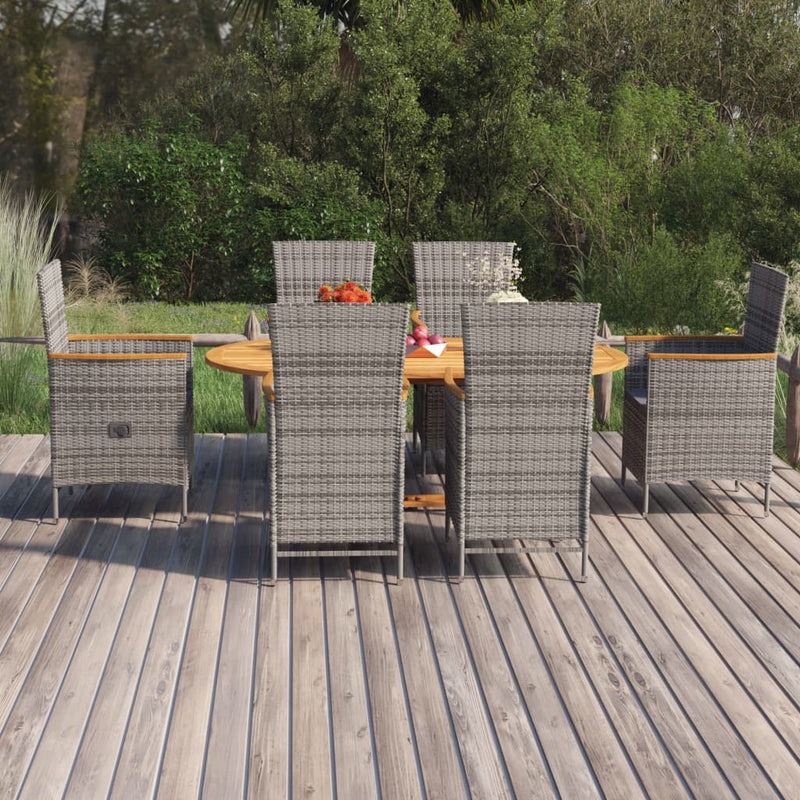 vidaXL 7 Piece Garden Dining Set Poly Rattan Black