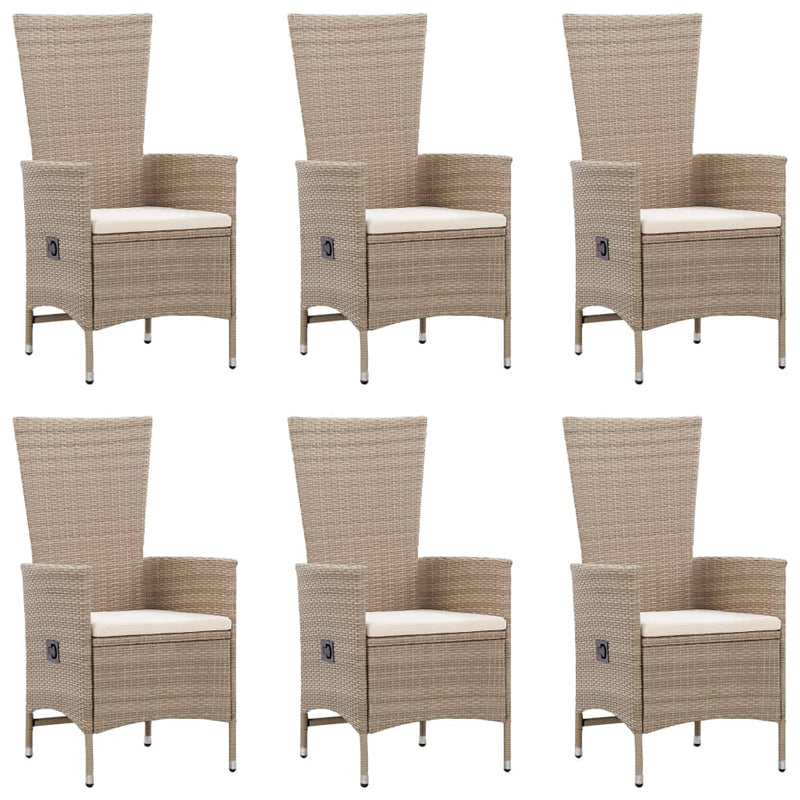 vidaXL 7 Piece Garden Dining Set Poly Rattan Beige