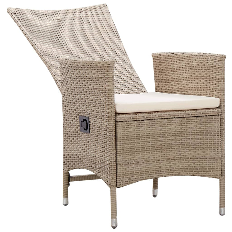 vidaXL 7 Piece Garden Dining Set Poly Rattan Beige