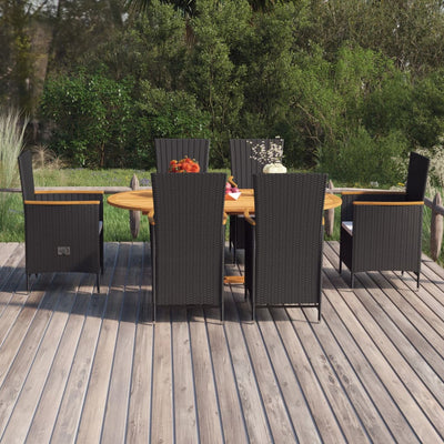 vidaXL 7 Piece Garden Dining Set Poly Rattan Beige