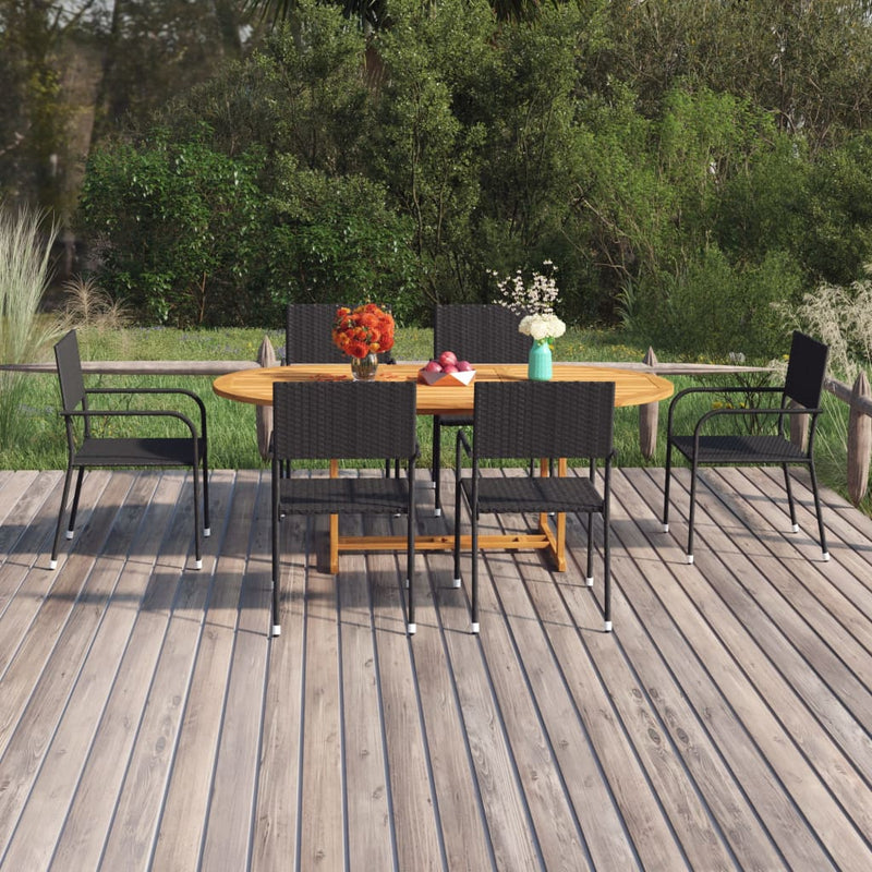 vidaXL 7 Piece Garden Dining Set Poly Rattan Anthracite