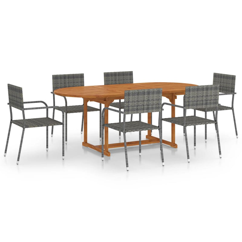 vidaXL 7 Piece Garden Dining Set Poly Rattan Anthracite