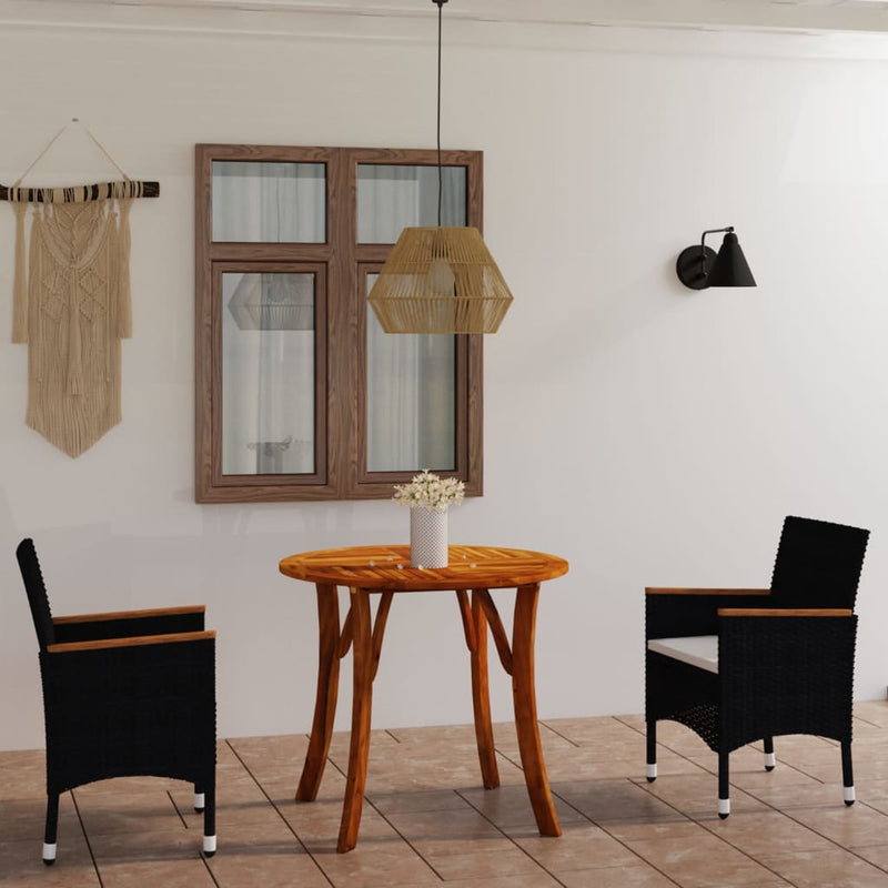 vidaXL 3 Piece Garden Dining Set Black