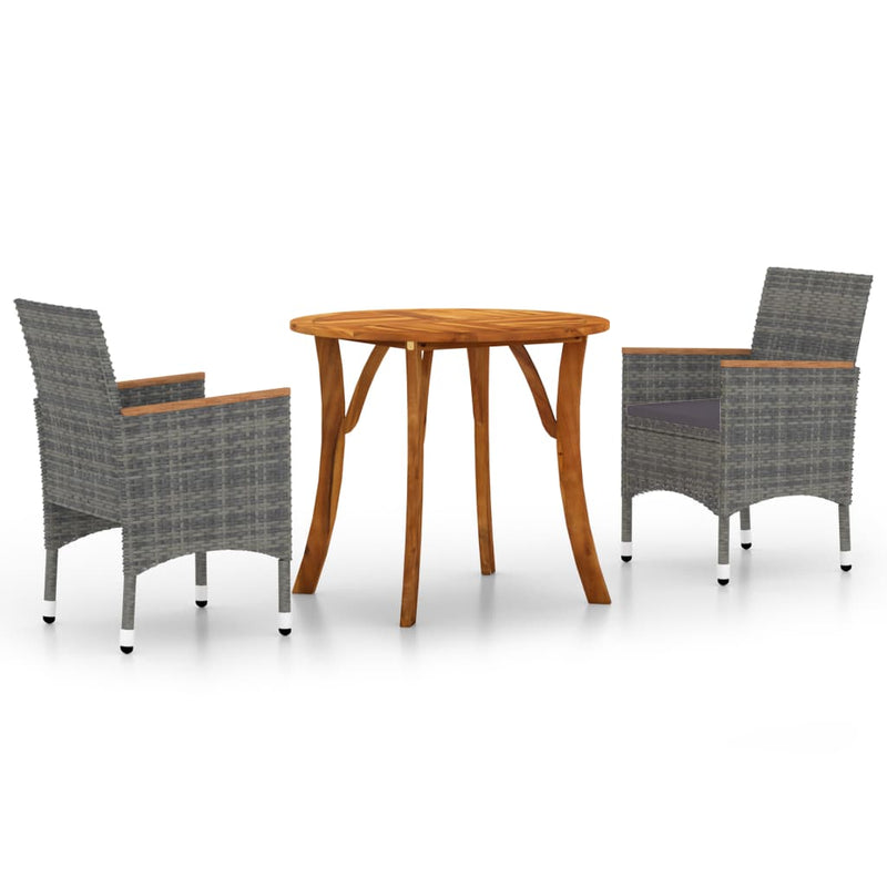 vidaXL 3 Piece Garden Dining Set Black