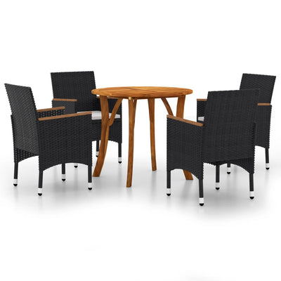 vidaXL 3 Piece Garden Dining Set Black