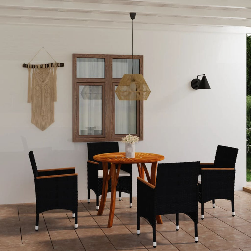 vidaXL 3 Piece Garden Dining Set Black