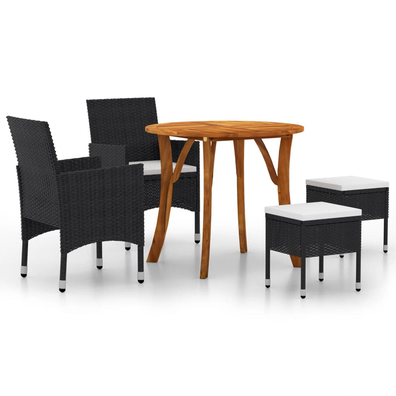 vidaXL 5 Piece Garden Dining Set Black