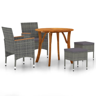 vidaXL 5 Piece Garden Dining Set Grey