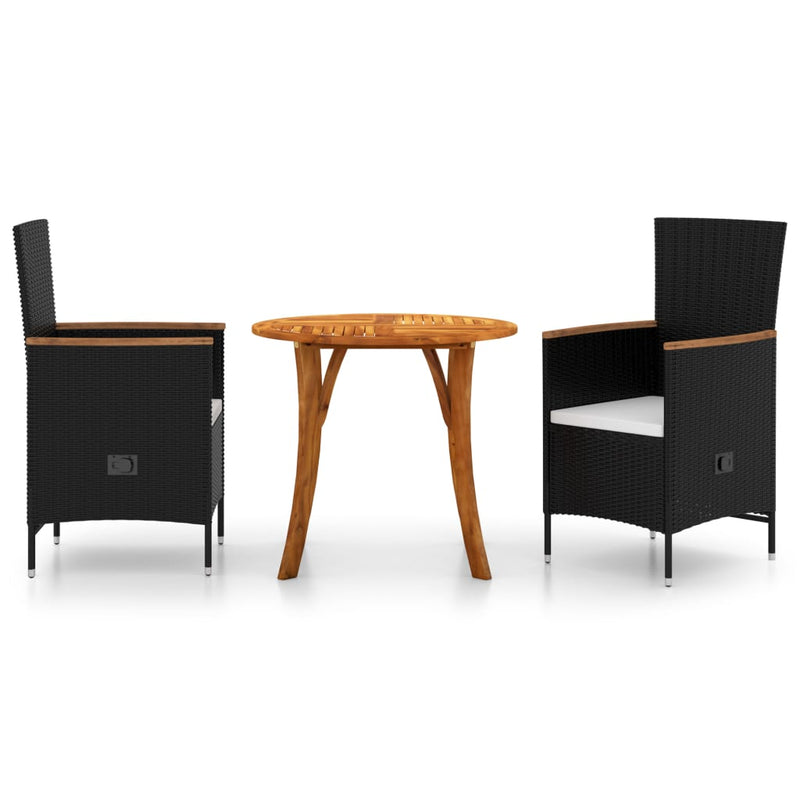 vidaXL 3 Piece Garden Dining Set Black