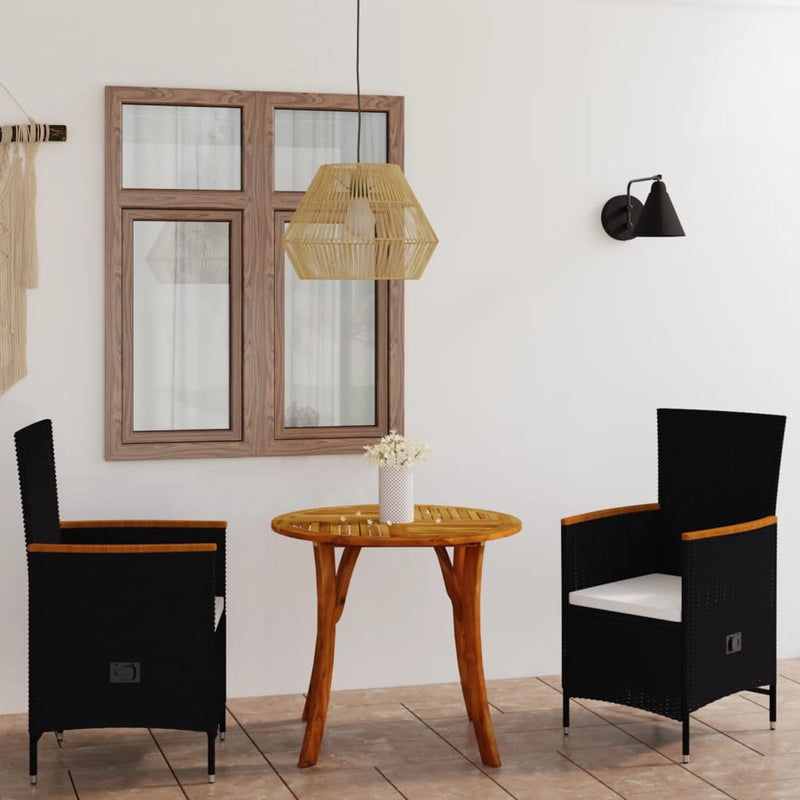 vidaXL 3 Piece Garden Dining Set Black