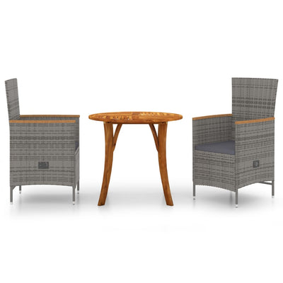 vidaXL 3 Piece Garden Dining Set Black