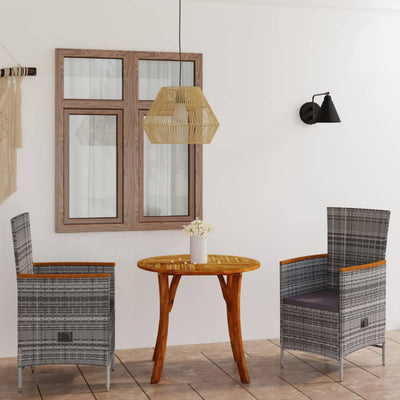 vidaXL 3 Piece Garden Dining Set Black