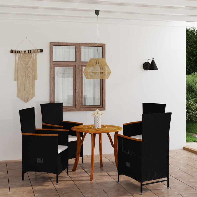 vidaXL 3 Piece Garden Dining Set Black