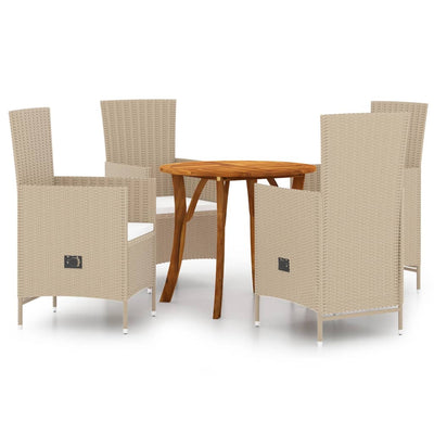 vidaXL 5 Piece Garden Dining Set Beige