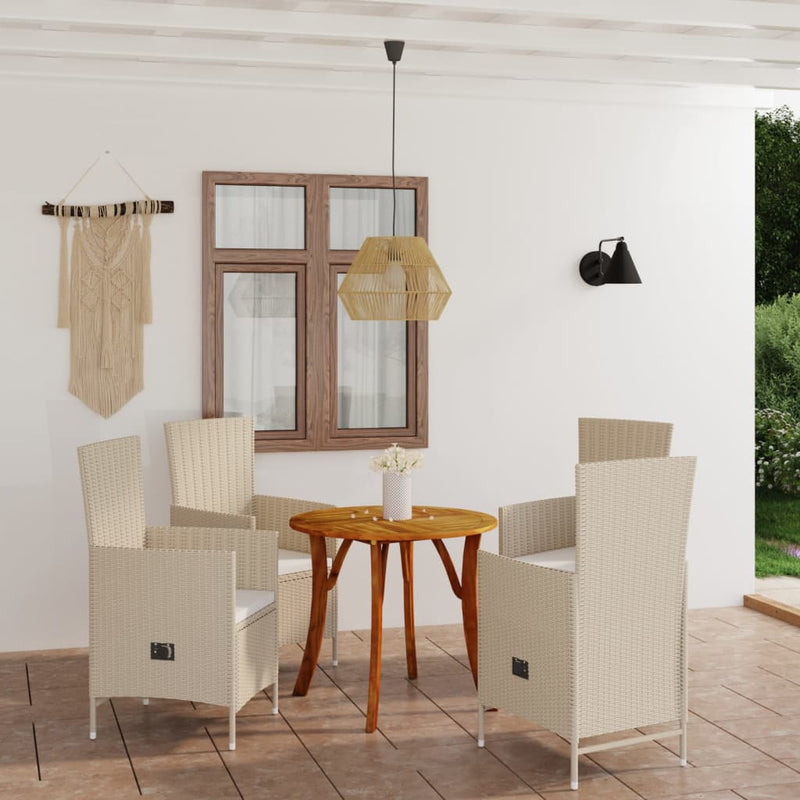 vidaXL 5 Piece Garden Dining Set Beige