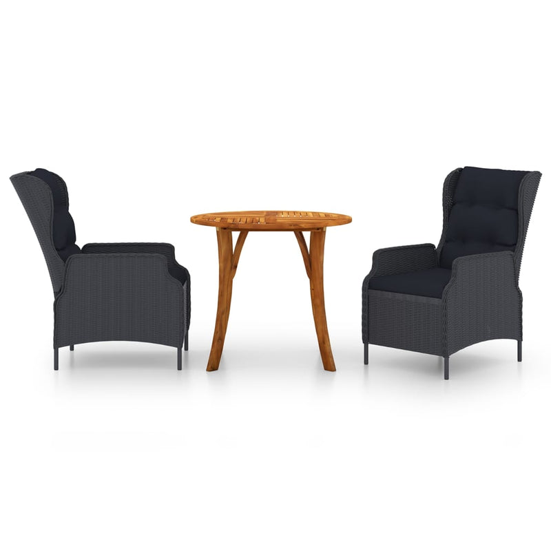 vidaXL 3 Piece Garden Dining Set Dark Brown