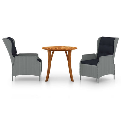 vidaXL 3 Piece Garden Dining Set Dark Brown