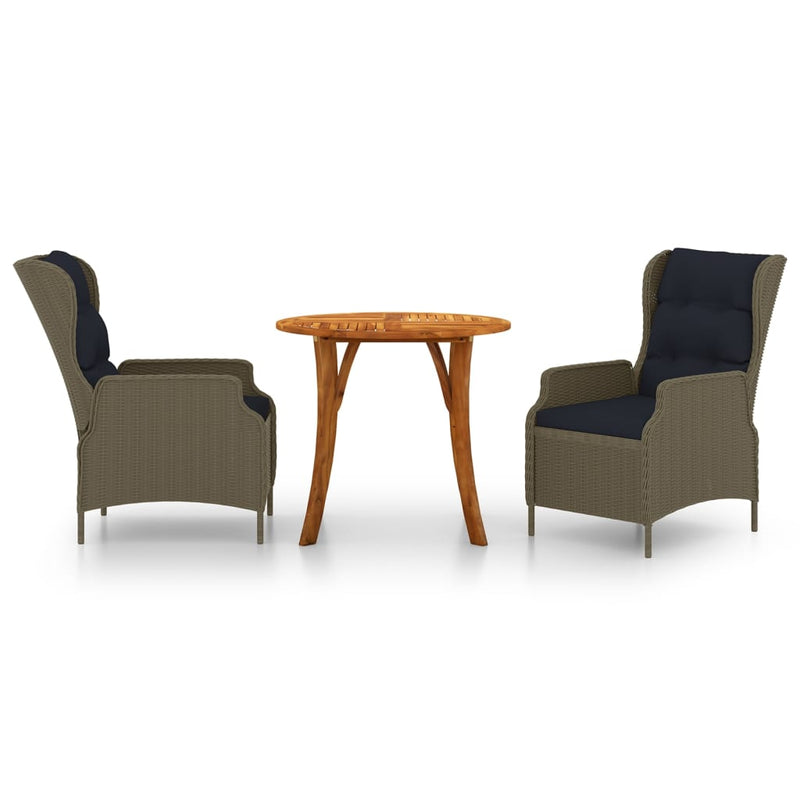 vidaXL 3 Piece Garden Dining Set Dark Brown