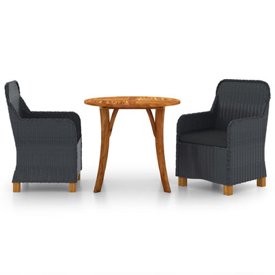 vidaXL 3 Piece Garden Dining Set Dark Grey