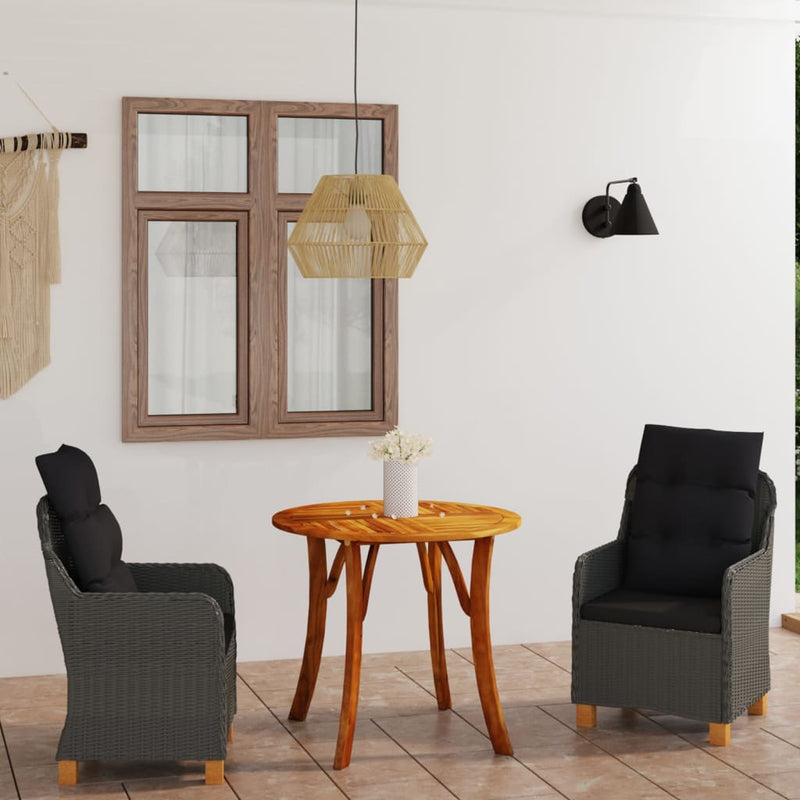 vidaXL 3 Piece Garden Dining Set Light Grey