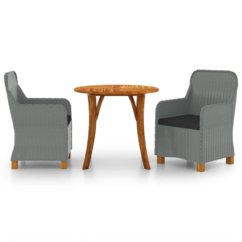 vidaXL 3 Piece Garden Dining Set Dark Grey