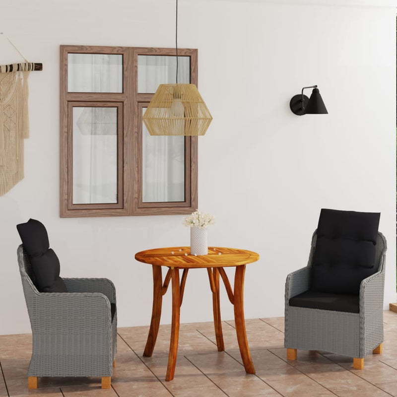 vidaXL 3 Piece Garden Dining Set Light Grey