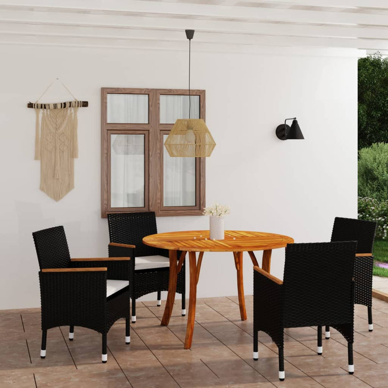 vidaXL 5 Piece Garden Dining Set Black