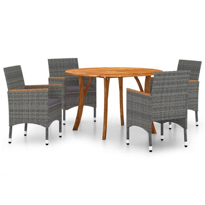 vidaXL 5 Piece Garden Dining Set Black