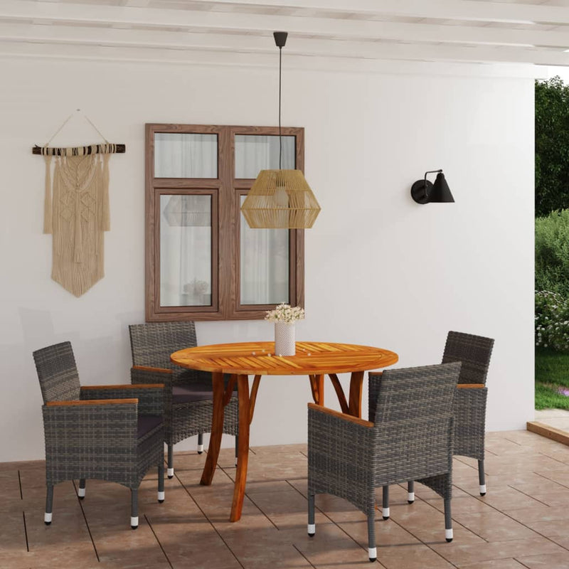 vidaXL 5 Piece Garden Dining Set Black
