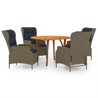 vidaXL 5 Piece Garden Dining Set Light Grey