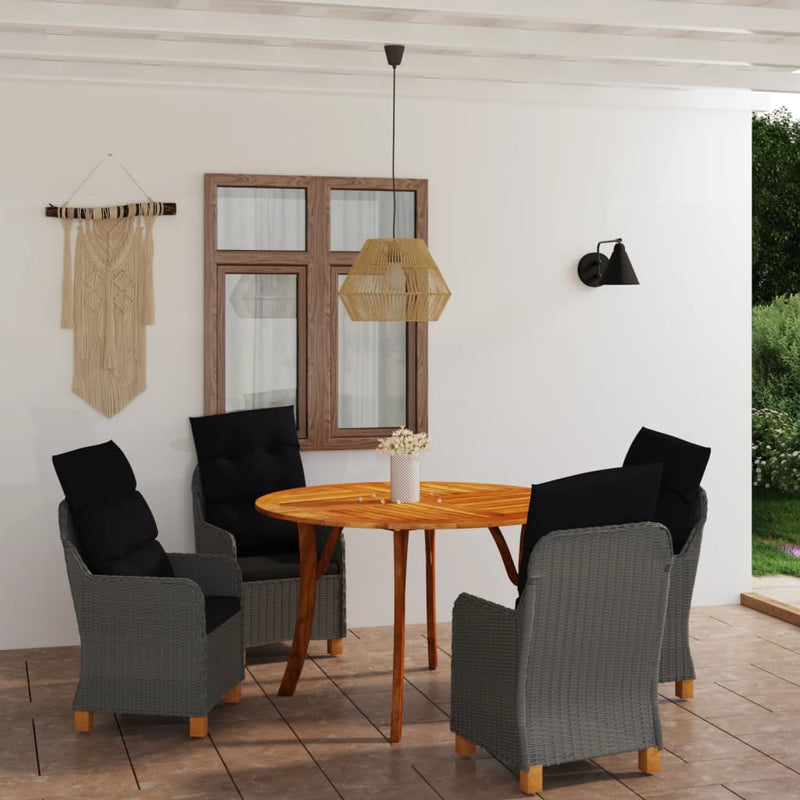 vidaXL 5 Piece Garden Dining Set Light Grey