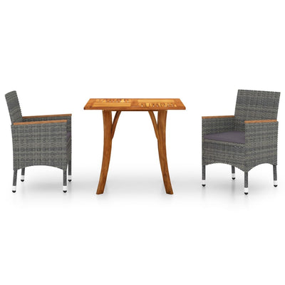 vidaXL 3 Piece Garden Dining Set Black