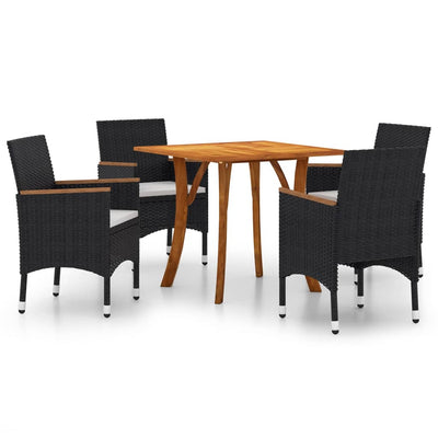 vidaXL 3 Piece Garden Dining Set Black
