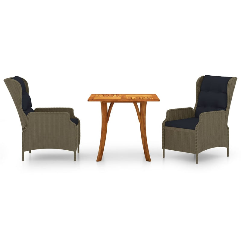 vidaXL 3 Piece Garden Dining Set Brown