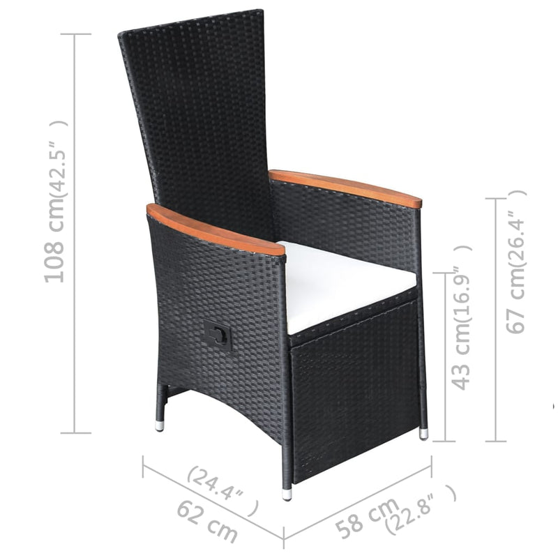 vidaXL 5 Piece Garden Dining Set Black