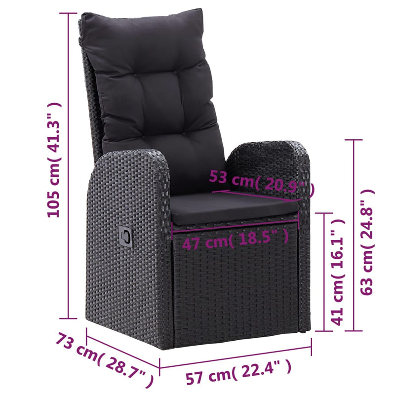 vidaXL 5 Piece Garden Dining Set Black