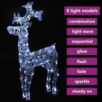 vidaXL Reindeer Christmas Decoration 90 LEDs 60x16x100 cm Acrylic