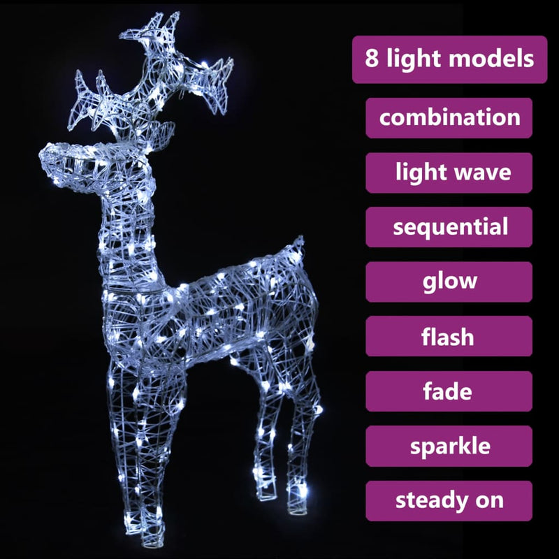 vidaXL Reindeer Christmas Decoration 90 LEDs 60x16x100 cm Acrylic