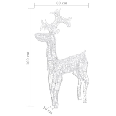 vidaXL Reindeer Christmas Decoration 90 LEDs 60x16x100 cm Acrylic