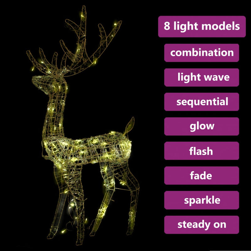 vidaXL Acrylic Reindeer Christmas Decoration 140 LEDs 120 cm Warm White
