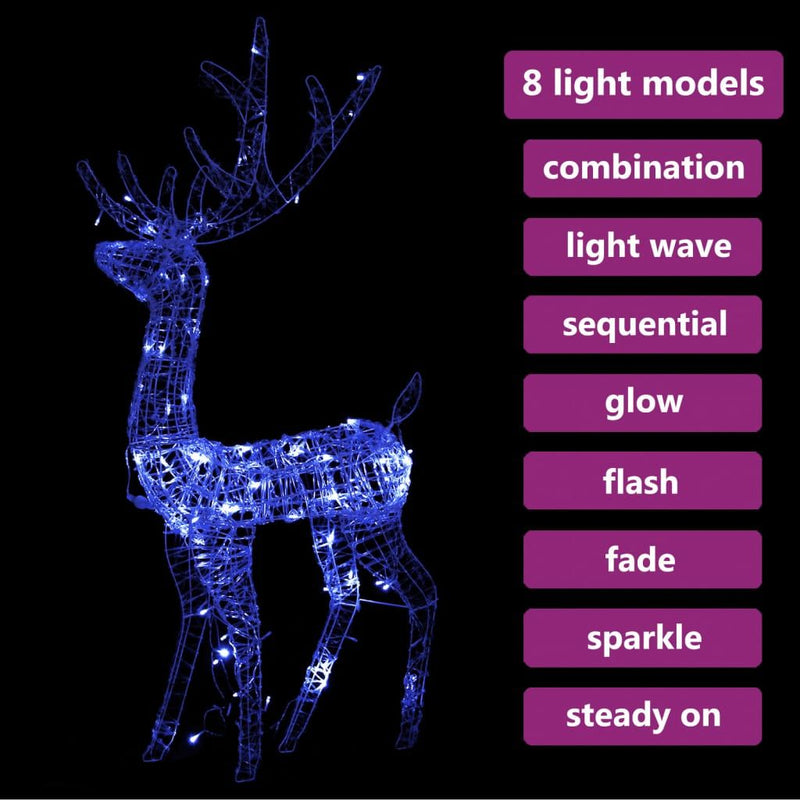 vidaXL Acrylic Reindeer Christmas Decoration 140 LEDs 120 cm Blue