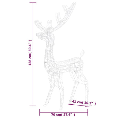 vidaXL Acrylic Reindeer Christmas Decoration 140 LEDs 120 cm Colourful