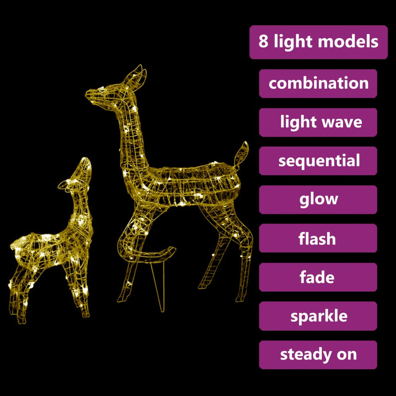 vidaXL Acrylic Reindeer Family Christmas Decoration 160 LED Warm White