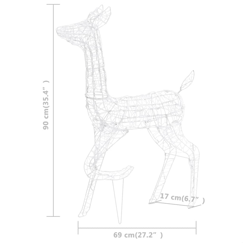 vidaXL Acrylic Reindeer Family Christmas Decoration 160 LED Warm White