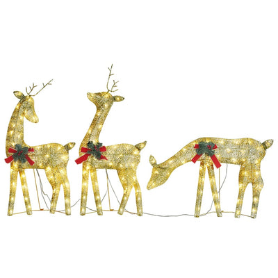 vidaXL Christmas Reindeer Family 270x7x90 cm White Cold White Mesh
