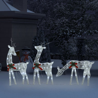 vidaXL Christmas Reindeer Family 270x7x90 cm White Cold White Mesh