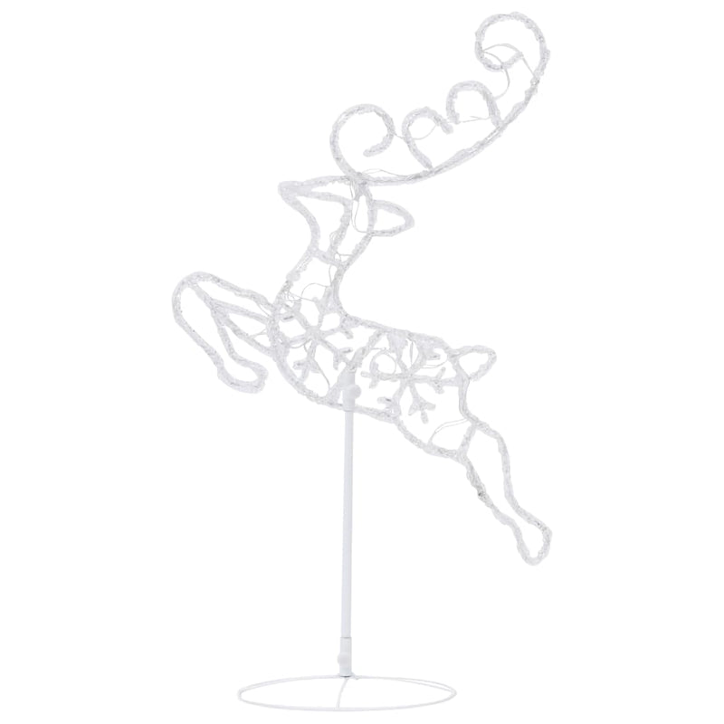 vidaXL Acrylic Christmas Flying Reindeer&Sleigh 260x21x87cm Cold White