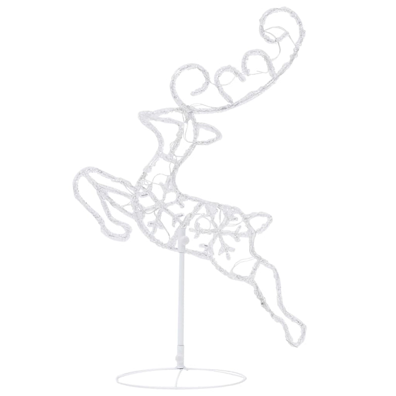 vidaXL Acrylic Christmas Flying Reindeer&Sleigh 260x21x87cm Cold White