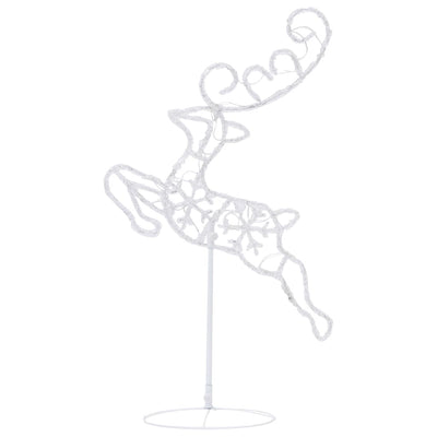 vidaXL Acrylic Christmas Flying Reindeer&Sleigh 260x21x87cm Cold White