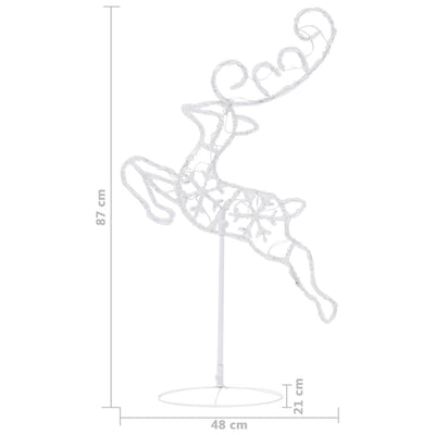 vidaXL Acrylic Christmas Flying Reindeer&Sleigh 260x21x87cm Cold White